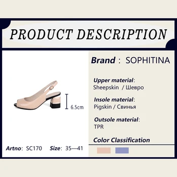 SOPHITINA Moda Hebilla Sandalias de Alta Calidad de piel de Oveja Sólido Cómodo Plaza del Talón de los Zapatos de la Venta Caliente de Diseño de Mujer Sandalias de SC170