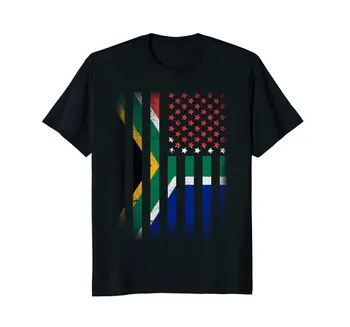 South African American Flag T-shirt sudáfrica para Hombre de Manga Corta Camisetas Orgullo de La Criatura Camisetas Modelos Básicos