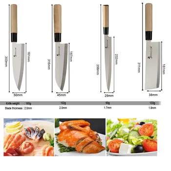SOWOLL Chef Japonés de Acero Inoxidable juego de cuchillas Ultra Afiladas Cuchilla Rebanadora de Sushi, Sashimi Cuchillo de Cocina de Alta Calidad Conjunto de Cuchillos