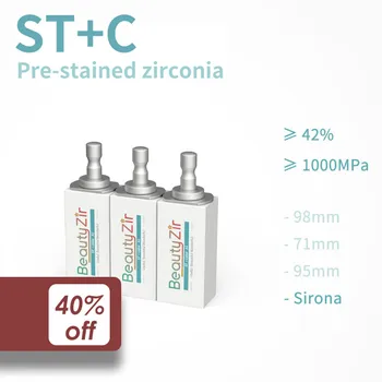 ST+color de 5 piezas SIRONA cerec bloques 65*40 mm super translucidez zirconia CAD CAM Bloque