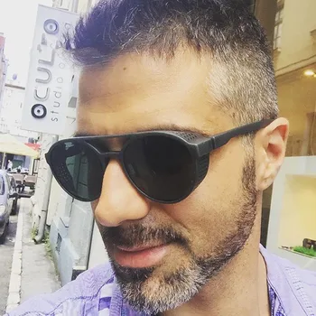 Steampunk Gafas de sol de los Hombres de 2019 marca de diseñador vight de conducción gafas de yellopw claro redonda plegable gafas de moda masculina