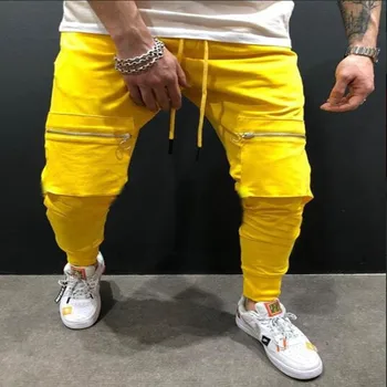 Streetwear Casuals Homens 2019 multi-bolsillo de los pantalones de la primavera y el otoño de los hombres corredor ocasional pantalones de hombre, pantalones de jogging