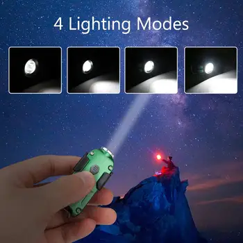 Super Mini Linterna LED de Bolsillo USB Recargable de la Antorcha del Llavero de 4 Modos de Portátil de la Pluma de la Lámpara de la Linterna Para Acampar al aire libre de Pesca
