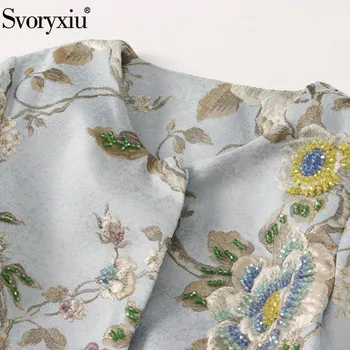 Svoryxiu Diseñador de Otoño Invierno de lujo Abrigo Outwear de la Mujer Manual de cristal con Cuentas de Flor de Impresión de Jacquard de gama Alta de pelo Largo