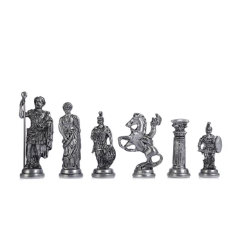 (Sólo Piezas de Ajedrez) Histórico de Cobre Antiguo de Roma Figuras hechas a Mano de Metal Piezas de Ajedrez de Gran Tamaño 11 cm (Tarjeta No Incluida)