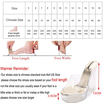 Tacón de 13cm de Cristal de las Mujeres Zapatos de PVC Transparente Zapatillas de Dedo del pie Abierto Damas Sexy zapatos de Tacón Alto de la Moda de Zapatillas de Gran Tamaño 35-41 42