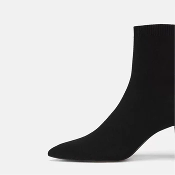 Tejido de punto de Calcetín de Botas de Mujer zapatos de Tacón Alto Botas de Slim Stretch Botas de Tobillo para las Mujeres 2020 Lana de Punto de Invierno Botas de Mujer Botas Zapatos