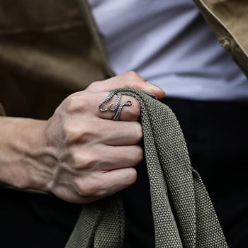 Tentáculo de Pulpo a la de los Hombres anillos de la personalidad de la plata Esterlina 925 del anillo de dedo de la Moda de la vendimia hecha a mano de diseño de joyería Steampunk hippie
