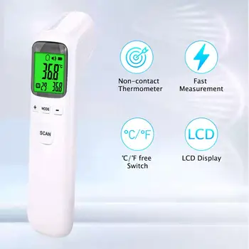 Termómetro de Frente Infrarrojo Digital Sin Contacto Corporal Termometro Retroiluminación de la pantalla LCD Termómetro Para Adultos Niños Medidor de Temperatura