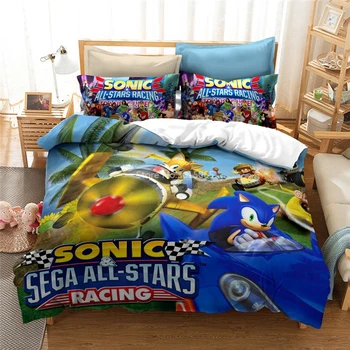 Textiles para el hogar de Sonic The Hedgehog 3d juego de Cama de los Niños de dibujos animados de Duvet Cover Set de funda de Almohada Europa/Australia/estados UNIDOS Queen King Size