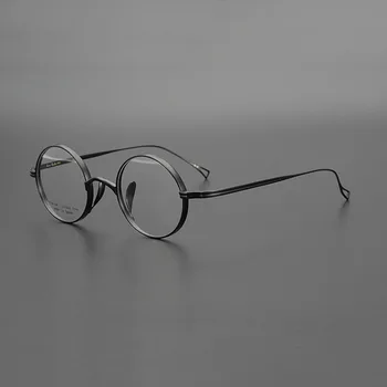 Titanio Gafas Redondas De Los Hombres De La Vendimia De Oro Gafas De Marco Mujeres Miopía Óptica De La Prescripción De Anteojos De Marcos Claros De Gafas De Oculos