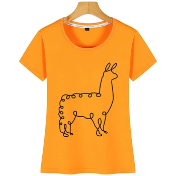 Tops Camiseta De Las Mujeres De Una Línea Lindo De Llama, Alpaca, Lana De Animal De Zoológico Kawaii Inscripciones Personalizadas Camiseta