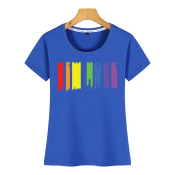 Tops Camiseta de las Mujeres ny pintura de goteo diseño de efecto arco iris Sexy Harajuku Personalizado Mujeres Camiseta