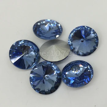 TopStone Color Azul Zafiro de la Ronda de Rivoli de Cristal de Punto de Fantasía de Piedra para la Joyería de Hacer 6mm 8mm 10mm 12mm 14mm 16mm 18mm