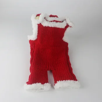 Traje de navidad set de fotografía props hecho a mano de punto bebé tirantes de invierno, sombrero y ropa para bebés recién nacidos de ganchillo trajes