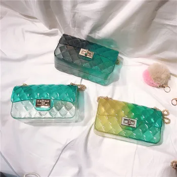 Transparente Jelly Bolsa de PVC de las Mujeres Bolsos de mano Mini Crossbody Bolsas para las Mujeres 2020 de Verano de Color Caramelo de la Cadena Bolsa de Mensajero Claro Sac