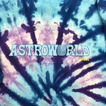 Travis Scott Astroworld TRAVIS SCOTT TINTE del LAZO manga larga Camiseta T Hombres Mujeres 1:1 Empate teñido TRAVIS SCOTT camisetas