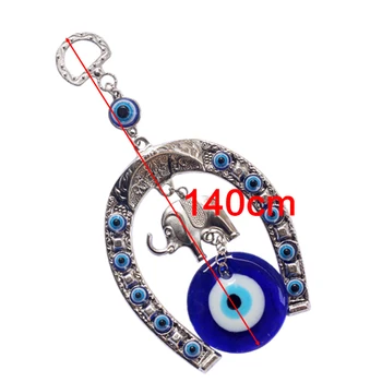Turco Azul de los Ojos de Herradura con un Elefante y Cinta para Colgar en Pared Amuleto Étnica de la Suerte de Regalo Colgantes Casa Coche Decoraciones Colgantes