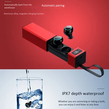 TWS auriculares inalámbricos Bluetooth impermeable IP68 de natación verdadero inalámbrico de auriculares con Caja del Cargador Incorporado de bluetooth