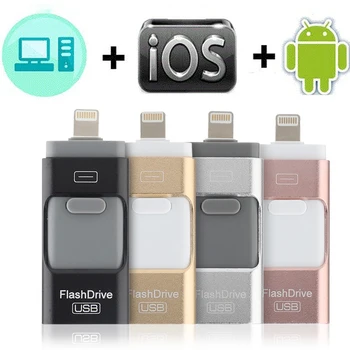 Unidad flash USB para el iphone 7plus apple Pen Drive de 128 gb 32g 64g Android Pendrive OTG para sony huawei U Disco 3 en 1 memory stick