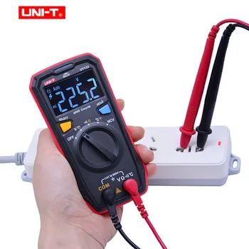 UNIDAD UT123 Multímetro Digital de Bolsillo Tamaño Residencial multímetro AC DC voltaje de la Resistencia de la temperatura de la velocidad de conducción nerviosa Probador EBTN pantalla