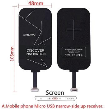 Universal Qi Cargador Inalámbrico Receptor de Carga Nillkin Magia Etiquetas Micro USB / Tipo C Adaptador Para el iphone para huawei, xiaomi LG