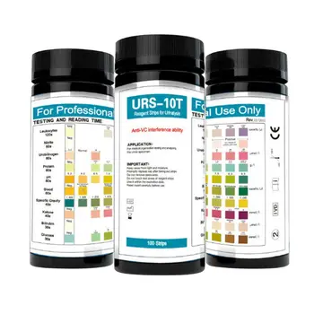 URS-10T análisis de Orina Reactivo Tiras de 10 Parámetros de Orina con Tira reactiva Leucocitos, Nitrito, Urobilinogen, Proteínas, pH, Sangre, etc