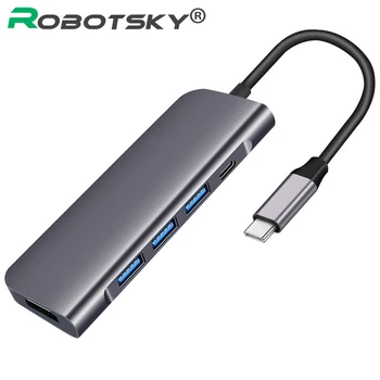 USB Hub Dock 3.0 HUB HDMI, Thunderbolt 3 Adaptador de Lectores de Tarjetas HDMI Splitter de Tipo C, centro para el MacBook de la Galaxia de Samsung S9
