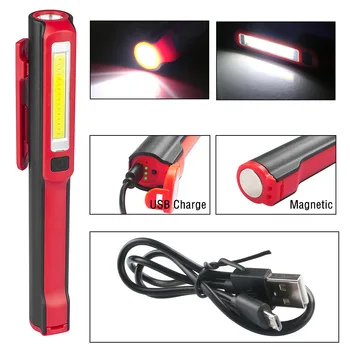 USB Recargable de la MAZORCA de la Linterna de LED de Luz de Trabajo de la Antorcha Magnético Bolsillo de la Lámpara de la Linterna de Camping al aire libre de la Linterna de la Caza de Batería 18650