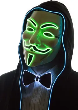 V de Vendetta Anónimo LED Máscaras Fantasma de Cosplay Máscara para Hombres, Mujeres Traje de Halloween de Luz de Neón Hasta Mascarada Fiesta de Baile