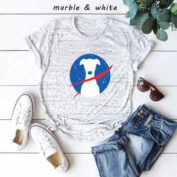 Venta caliente Blastoff Creativo perro de Impresión de las Mujeres camiseta Casual Europeo-Americana marea, negro, blanco corto, camiseta de mujer, camisetas