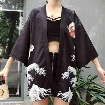 Verano 2021 mujer blusas y tops de mujer de manga larga chaqueta de kimono chaqueta de punto caliente de la venta tradicional japonés kimonos V1541