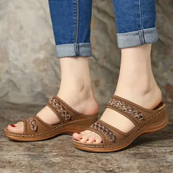Verano casual sandalias de los zapatos de las mujeres 2021 nuevo sólido cómodo básica de zapatos de las señoras de las mujeres sandalias, zapatillas de mujer cuñas zapatos de playa