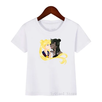 Verano tops para la chica Sailor Moon gráfico Camiseta de Niñas mejor amigo de vogue Niños ropa kawaii ropa de White t-shirt camisetas