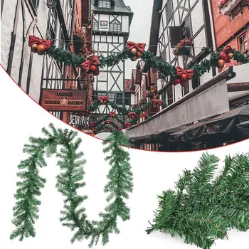 Verde Navidad Guirnalda Artificial De 2.7 M De Navidad Fiesta En Casa De Navidad Decoración Del Árbol De Pino De Ratán Colgando Adornos De Decoración De Navidad