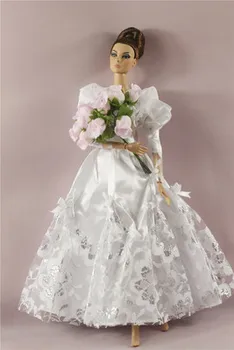 Vestido de Novia blanco, Velo, Ramo de Flores, vestido de noche y ropa de traje de 30cm de barbie FR Xinyi muñeca, 1/6 ropa de la muñeca