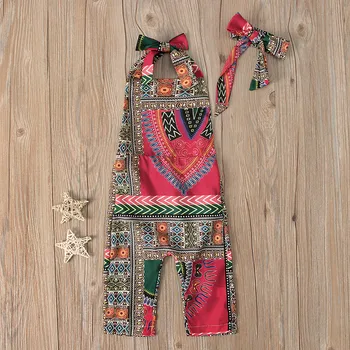 Vestido de verano de niña de Verano de Niño del Bebé de las Niñas sin Mangas Dashiki Africano Mameluco de Traje de Ropa vestidos infantiles