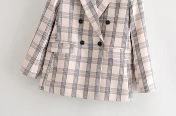 Vintage celosía traje de chaqueta de las mujeres chaqueta de doble botonadura 2020 de verano de verano de las señoras formales blazer