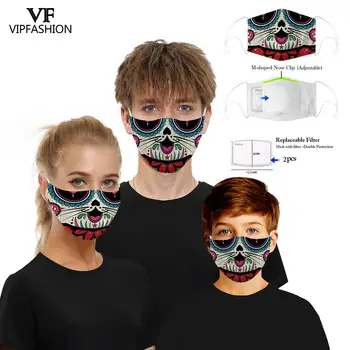 VIP MODA Reutilizables de la Máscara de la Cara Divertida de Adultos a los Niños Payaso Mueca de Boca Grande de la Serie de la Tela de Impresión de las Máscaras de Accesorios de Prendas de vestir Para la Fiesta
