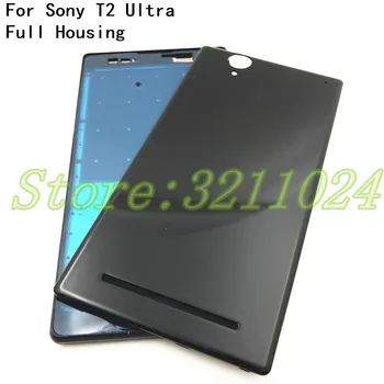 Vivienda completa Para Sony Xperia T2 Ultra simple /doble tarjeta de la Tapa de la Carcasa Bisel Medio Mediados del Marco de la placa frontal de la Batería de la contraportada+Logo