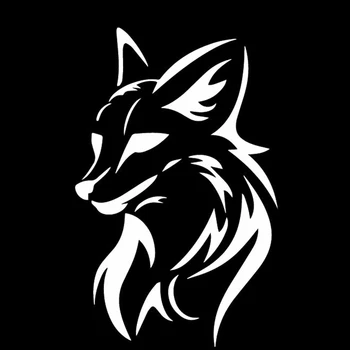 Volkrays Creativo de la etiqueta Engomada del Coche Fox Head Accesorios Reflectante Impermeable de la Cubierta de Arañazos Calcomanía de Vinilo Negro/Plata,14 cm*9 cm
