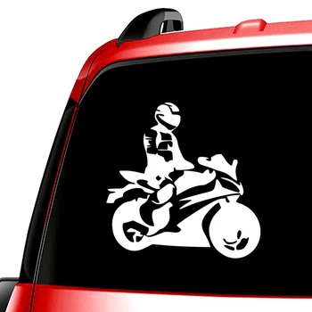 Volkrays de dibujos animados etiqueta Engomada del Coche del Vinilo Motociclista en la Junta de Auto Adhesivos de protección solar Creativo Calcomanía Accesorios de Vinilo,15 cm*14 cm