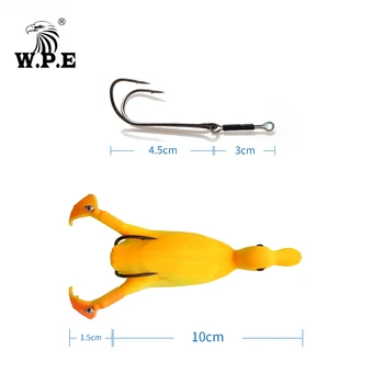 W. P. E Marca 4pcs Suave Señuelo de la Pesca de Pato 18.5 g de Agua Superior a la Simulación Flotante Cebo Artificial Levantar y Salpicaduras de Pies Señuelo