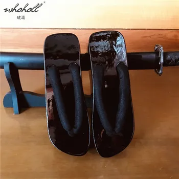 WHOHOLL Geta del Hombre Zapatillas de Mujer de Verano de Zuecos chanclas de Madera Japonés Geta Trajes Cosplay Zapatos