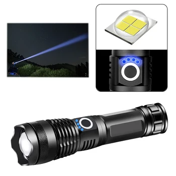 XHP50 Potente Linterna Recargable USB con Zoom Super Brillante Linterna 5 Modos de Iluminación Práctico Luz de la linterna Para Acampar