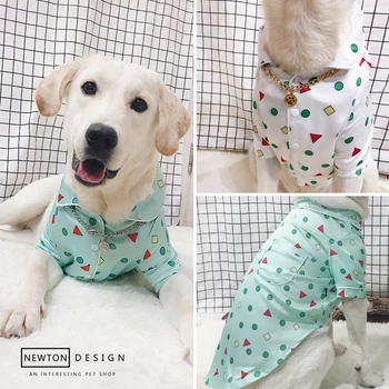 XL-XXXXL Perro Grande de Ropa de Verano Y Otoño Pijamas Informal de Oro de Ropa de Grandes Perro Labrador Samoyedo Mascota Camisa Chaqueta