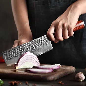 YARENH Damasco nakiri cuchillo de verduras professnalSlicing Cuchillo chef cuchillo Japonés VG10 afilados cuchillos de cocina utensilios de cocina
