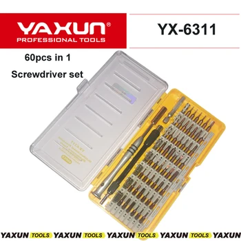 YAXUN 60 en 1 Kit de herramientas de Precisión De 56 Bits Magnéticos juego de destornilladores para Teléfono Celular de la Tableta Compacta de Mantenimiento y Reparación