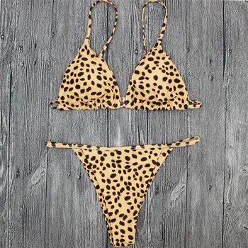YICN Sexy Bikini de Leopardo de Impresión de trajes de baño de las Mujeres 2018 Push Up Bikini Micro Tanga Traje de baño Traje de Baño Brasileño Biquini ropa de Playa