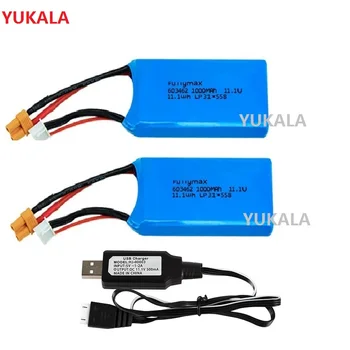 YUKALA 1-5 x 11.1 V 1000mAh Batería de Lipo 603462 /cargador USB Para el XK X450 FPV RC Drone de Piezas de Repuesto